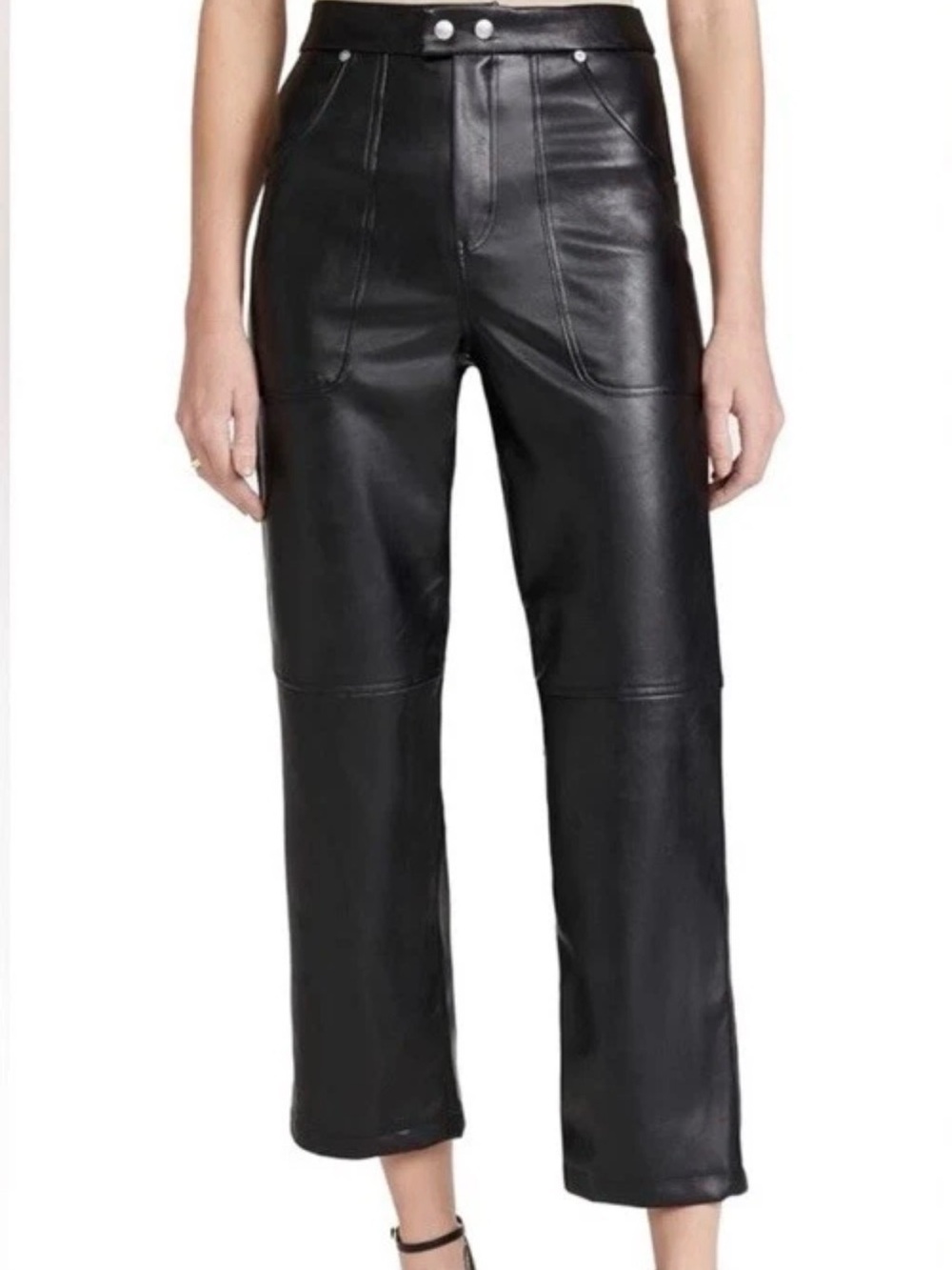 Blank NYC Black Faux Leather Straight-Leg Pants